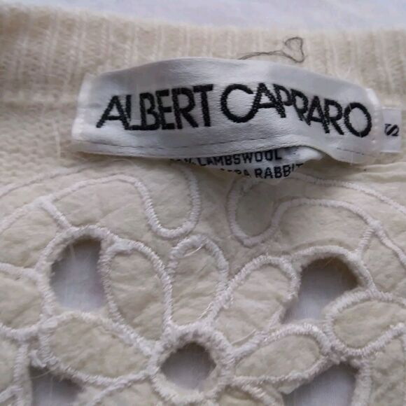 Vintage Albert Capraro Lambswool Angora Rabbit Hair V-Neck Womens Sweater Small - Picture 4 of 8